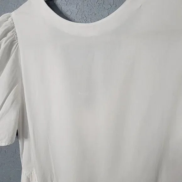 RHODE Dress Size Med White Nisha Puff-Sleeve Cotton Poplin Pockets Unlin… - Picture 9 of 16